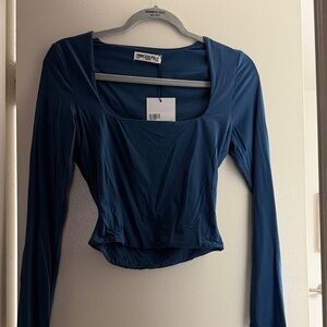 Princess Polly Deep Blue Long Sleeve Blouse